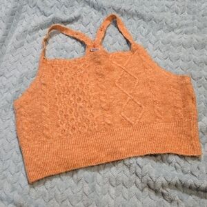 Free People Knit Halter Crop Top in Rust Orange